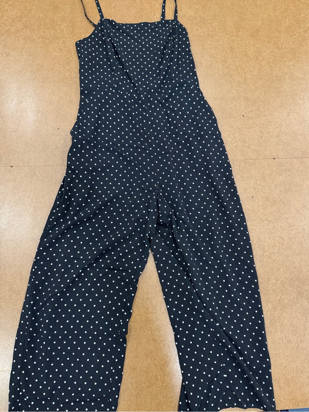 Old Navy Black and White Polka Dot Spaghetti-Strap Jumpsuit • POCKETS • Size L